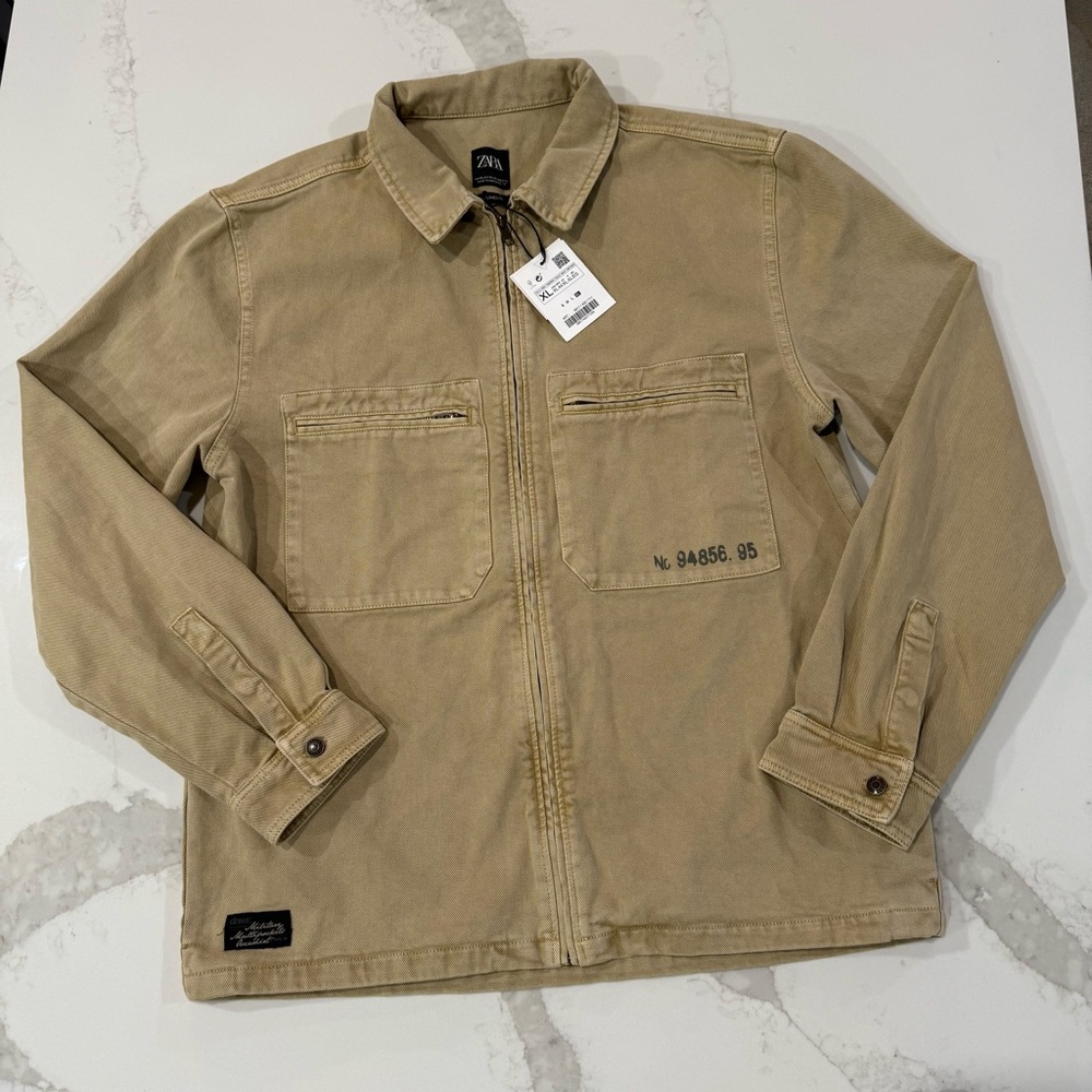 Zara Tan Lightweight Shirt Jacket